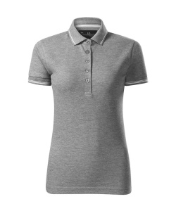 Tricou polo femei cu o dunga la guler de culoare gri inchis