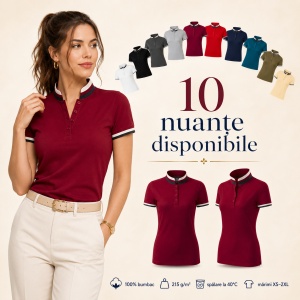 Tricou Polo Damă Premium Malfini 257 Collar Up, 100% Bumbac, Croială Cambrată, 215 g/m², XS 2XL, 10 Culori - Img 7