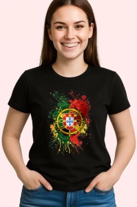 Tricou Portugal Steag Splash Art, Copii | Dama | Barbat, culoare negru - Img 3