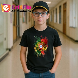 Tricou Portugal Steag Splash Art, Copii | Dama | Barbat, culoare negru - Img 9
