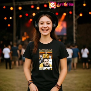 Tricou Post Malone - Yellow Mood, muzica POP, Dama | Barbat | Copii, Culoare Negru - Img 5