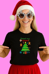 Tricou Primul Meu Craciun Brad Cu Cadouri, din bumbac 100% Copii | Dama | Barbat - Img 3