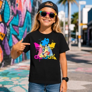 Tricou Printesele Disney Urban Vibe Vopsea Improscata Logo Roz Design, din bumbac 100%, tricou negru, Copii | Dama | Barbat - Img 7