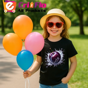 Tricou Pruna si stropi violet, Fructe, Copii | Dama, culoare negru - Img 3