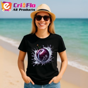 Tricou Pruna si stropi violet, Fructe, Copii | Dama, culoare negru - Img 11