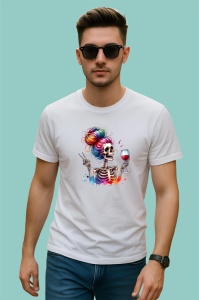 Tricou rainbow skeleton drinking wine, schelet curcubeu band vin, Copii | Dama | Barbat - Img 2