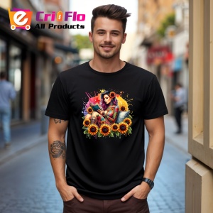 Tricou Reading girl sunflower field, fata citind in lan de floarea soarelui, Copii | Dama | Barbat , tricou negru - Img 10