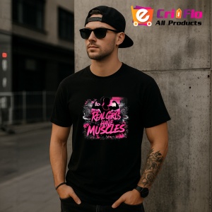 Tricou Real Girls Have Muscles Roz Intens, Copii | Dama | Barbat, culoare negru - Img 7