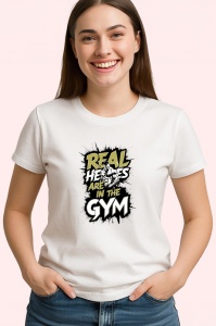 Tricou Real Heros Are In The Gym Contrast Puternic, Copii | Dama | Barbat - Img 4