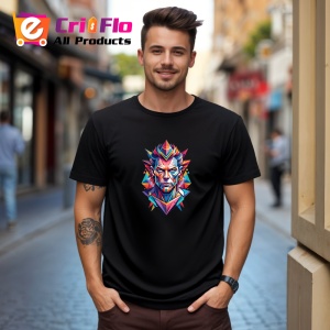 Tricou Rege Geometric Rosu Albastru, Copii | Dama | Barbat, culoare negru - Img 4