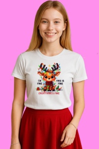 Tricou Ren Cu Globuri Si Coronita, din bumbac 100%, tricou alb, Copii | Dama | Barbat - Img 4