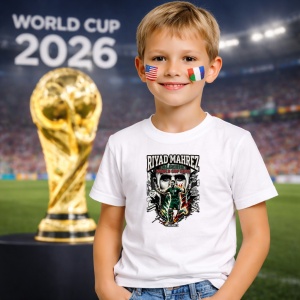 Tricou Riyad Mahrez Algeria World Cup Fifa 2026, din bumbac 100%, tricou alb, Copii | Dama | Barbat - Img 5