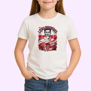 Tricou Robert Lewandowski Polonia Atacant Barca Fotbal, din bumbac 100% , tricou alb pentru Copii | Dama | Barbat - Img 2