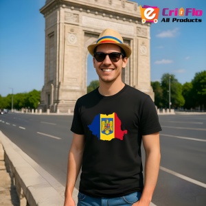 Tricou Romania harta cu stema Negru |Colectia Tricouri Romania - Img 9