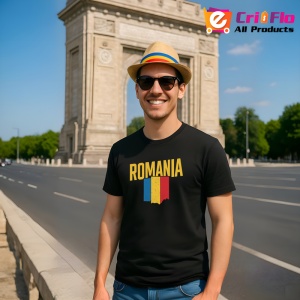 Tricou Romania tricolor old cu text Negru |Colectia Tricouri Romania - Img 9