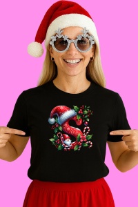 Tricou S Litere Craciun Cu Spiridus Si Caciula Mos, din bumbac 100% Copii | Dama | Barbat - Img 2