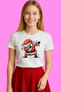 Tricou Santa Coming For You Mos Craciun Cu Ochelari, din bumbac 100%, tricou alb, Copii | Dama | Barbat - Img 4