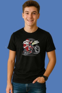 Tricou Santa Motorcycle Rider, din bumbac 100% Copii | Dama | Barbat - Img 2