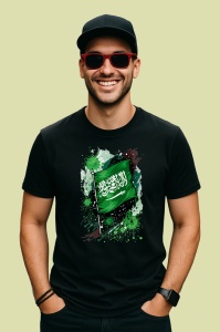 Tricou Saudi Arabia Steag Splash Art, Copii | Dama | Barbat, culoare negru - Img 2