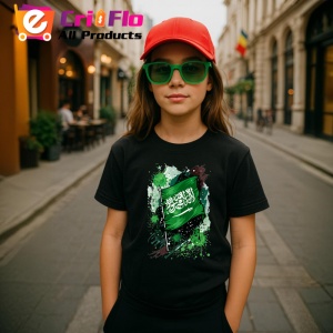 Tricou Saudi Arabia Steag Splash Art, Copii | Dama | Barbat, culoare negru - Img 8