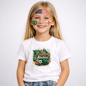 Tricou Saudi Arabia World Cup 2026 Fifa, din bumbac 100%, tricou alb, Copii | Dama | Barbat - Img 2