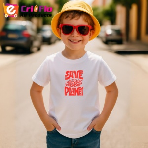 Tricou Save The Planet Design Ecologic Rosu, din bumbac 100% , tricou alb pentru Copii | Dama | Barbat - Img 4