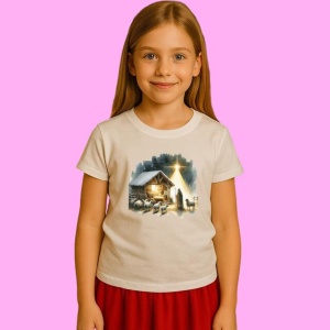 Tricou Scena Nasterii In Staul Cu Pastori Holy Night Stable Shepherds, din bumbac 100%, tricou alb, Copii | Dama | Barbat - Img 2