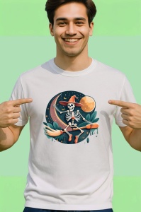 Tricou Schelet cu saxofon si palarie fundal alb Copii | Dama | Barbat - Img 2