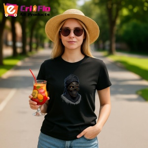 Tricou Schelet vrajitor cu palarie si flacari fundal alb Copii | Dama | Barbat, culoare negru