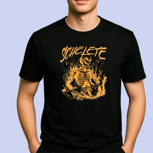 Tricou Schelete gata sa sperie Negru, Copii | Dama | Barbat