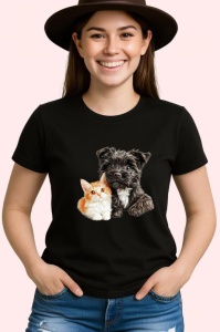Tricou Schnauzer Miniatural negru si pisica portocalie legatura stransa Copii | Dama | Barbat Barbat - Img 7