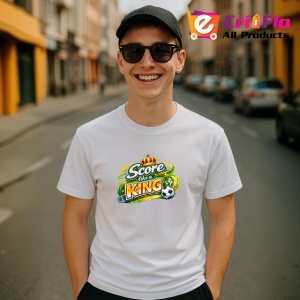 Tricou Score Like A King Minge Fotbal Coroana Aurie V1, din bumbac 100% , tricou alb pentru Copii | Dama | Barbat - Img 10
