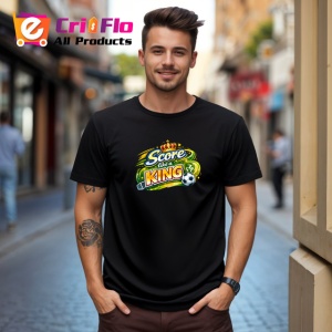 Tricou Score Like A King Minge Fotbal Coroana Aurie V1, din bumbac 100%, tricou negru Copii | Dama | Barbat - Img 5