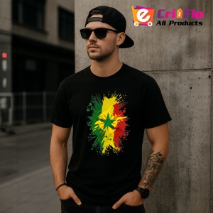 Tricou Senegal Steag Splash Art, Copii | Dama | Barbat, culoare negru - Img 7