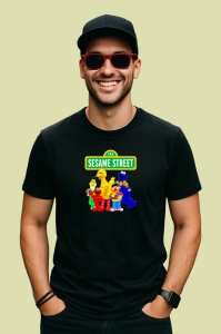 Tricou Sesame street emisiune educativa cu papusi colorate si personaje haioase, Copii | Dama | Barbat , tricou negru - Img 4