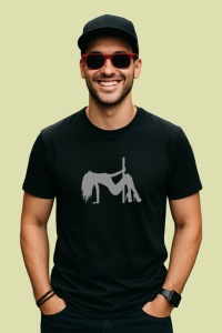 Tricou Silueta Fata Intinsa Design Negru V3, din bumbac 100%, tricou negru Dama | Barbat - Img 2