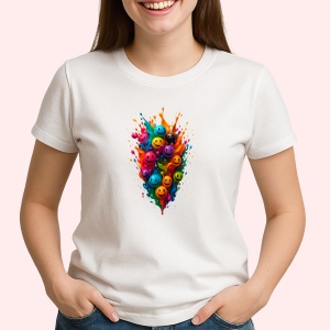 Tricou Simley Emojy tip bilute colorate - Copii | Dama | Barbat - Img 3