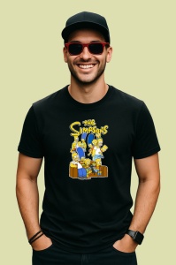 Tricou Simpson familia mare adunata pe canapea in scena comica animata, Copii | Dama | Barbat , tricou negru - Img 4