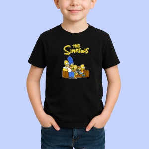 Tricou Simpson marge si familia pe canapea intr o scena celebra, Copii | Dama | Barbat , tricou negru - Img 2