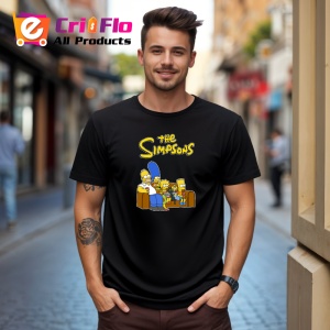 Tricou Simpson marge si familia pe canapea intr o scena celebra, Copii | Dama | Barbat , tricou negru - Img 10