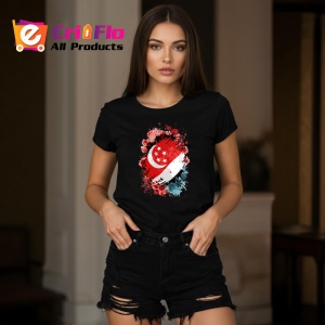 Tricou Singapore Steag Splash Art, Copii | Dama | Barbat, culoare negru