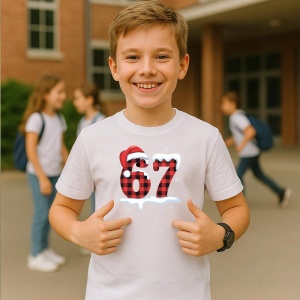 Tricou SIX SEVEN 67 Cifra Zapada, din bumbac 100%, tricou alb, Copii | Dama | Barbat - Img 2