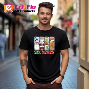 Tricou SIX SEVEN 67 Colectie Craciun Personaje, din bumbac 100%, tricou negru, Copii | Dama | Barbat - Img 3