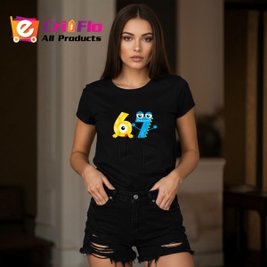 Tricou SIX SEVEN 67 Cute Numbers Friends, din bumbac 100%, tricou negru, Copii | Dama | Barbat