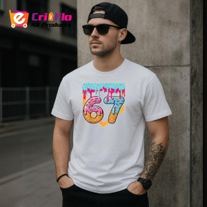 Tricou SIX SEVEN 67 Donut Drip Color, din bumbac 100%, tricou alb, Copii | Dama | Barbat - Img 2