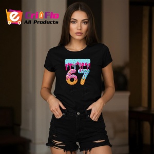 Tricou SIX SEVEN 67 Inghetata Drip, din bumbac 100%, tricou negru, Copii | Dama | Barbat - Img 3