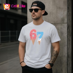 Tricou SIX SEVEN 67 Inghetata Dubla Color, din bumbac 100%, tricou alb, Copii | Dama | Barbat - Img 3
