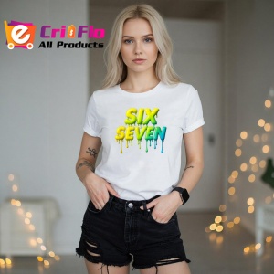 Tricou SIX SEVEN 67 Logo Drip Verde, din bumbac 100%, tricou alb, Copii | Dama | Barbat - Img 3