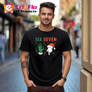 Tricou SIX SEVEN 67 Logo Verde Craciun, din bumbac 100%, tricou negru, Copii | Dama | Barbat