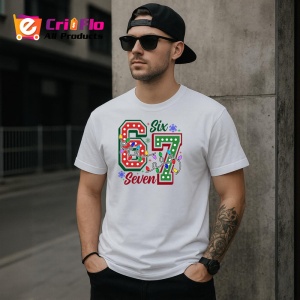 Tricou SIX SEVEN 67 Lumini Craciun 2, din bumbac 100%, tricou alb, Copii | Dama | Barbat
